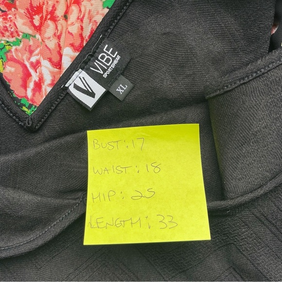 Vibe Sportswear Women's XL Black Floral Sleeveless A-Line Dress - Picture 5 of 5